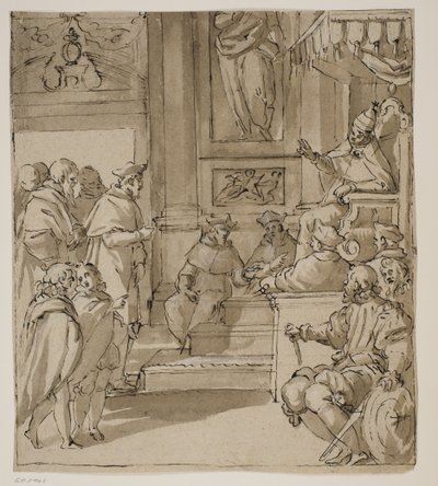 Un cardinale della famiglia Barbarigo ricevuto in udienza dal papa. Studio per un affresco nella Villa Barbarigo, Noventa Vicentina da Antonio Aliense