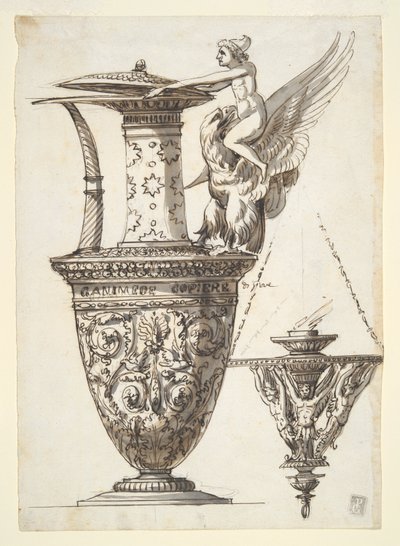 Progetto per una brocca e un lampadario elaborati da Antonio Basoli