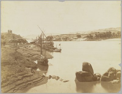 Aswan, vista del Nilo dalla riva est da Antonio Beato