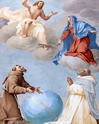 San Francesco, San Damiano e Maria che intercedono per l