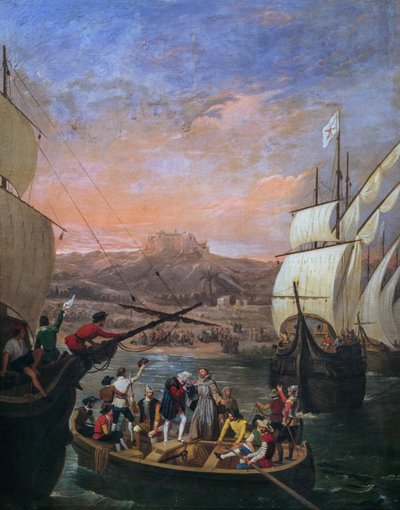 La partenza di Cristoforo Colombo da Palos de la Frontera nel 1492 (dettaglio) da Antonio Cabral Bejarano