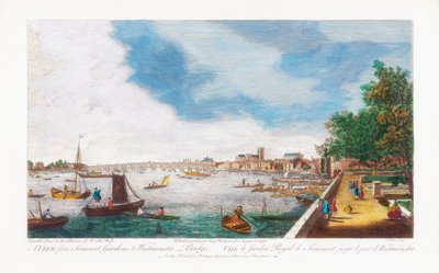 Una vista dai giardini del Somerset al ponte di Westminster, inciso da John Miller, 1750 da Giovanni Antonio Canal