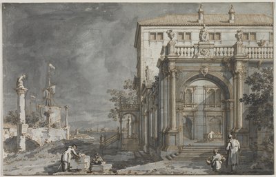 Capriccio: Un Palazzo con un Cortile sulla Laguna da Giovanni Antonio Canal