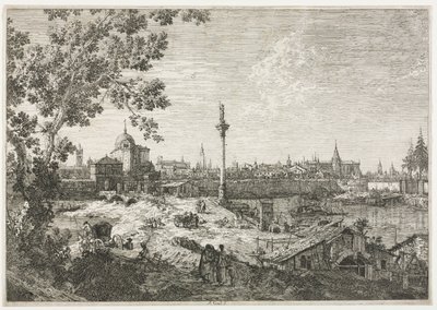 Panorama di una città su un fiume da Giovanni Antonio Canal