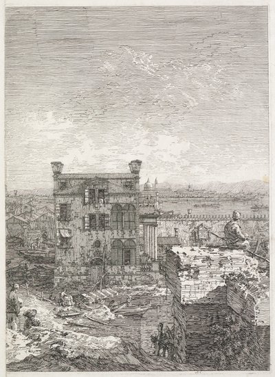 Vedute: Una casa circondata da sei colonne, 1735-1746 da Giovanni Antonio Canal
