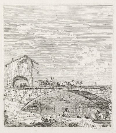 Vedute: Un carro che passa su un ponte, 1735-1746 da Giovanni Antonio Canal