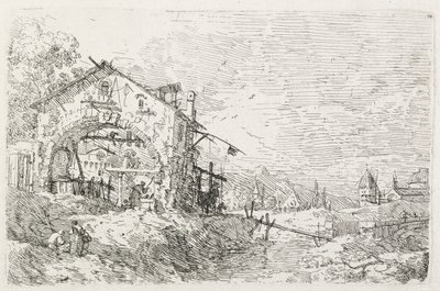 Vedute: Una Donna che Disegna Acqua sotto un Arco, 1735-1746 da Giovanni Antonio Canal