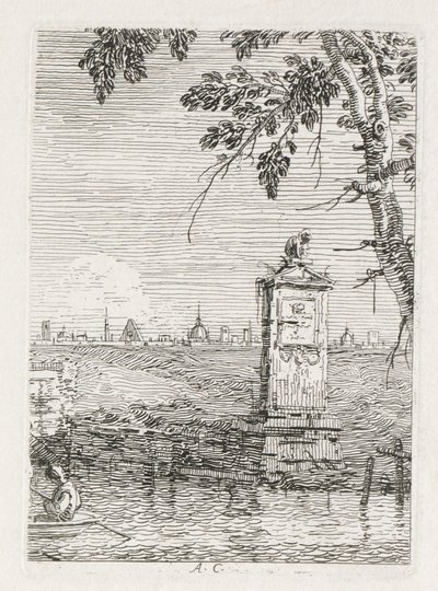 Vedute: Il piccolo monumento sotto un albero da Antonio Canaletto