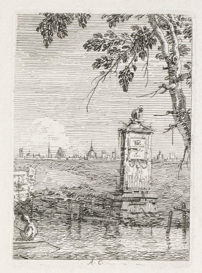 Vedute: Il piccolo monumento sotto un albero da Giovanni Antonio Canal