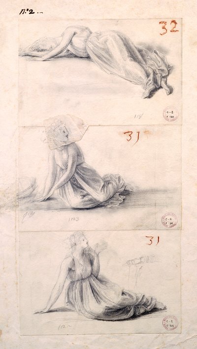 Figura femminile in tre diverse posizioni di Antonio Canova, disegno da Antonio Canova