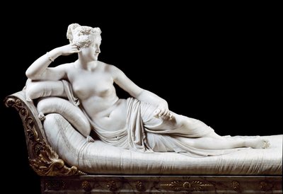 Paolina Bonaparte, Principessa Borghese (1780 - 1825) sorella di Napoleone I rappresentata come Venere Vincitrice, scultura in marmo di Antonio Canova (1757-1822) 1804-1808, Roma, Galleria Borghese da Antonio Canova