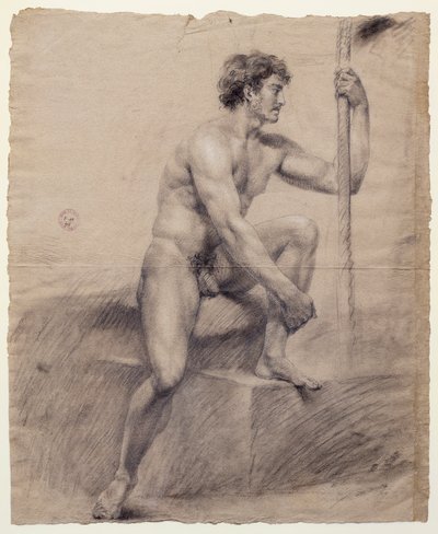 Studio di nudo maschile seduto su podio da Antonio Canova