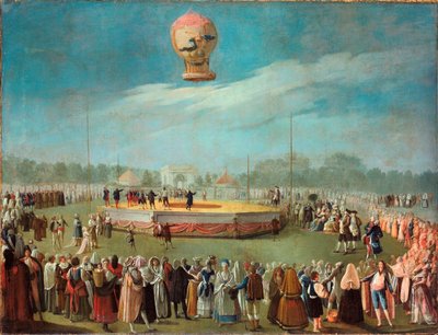 Ascensione di un aerostato alla presenza della corte di Carlo IV di Spagna da Antonio Carnicero