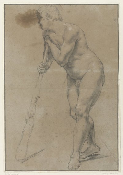 Studio di un uomo nudo che si appoggia a una clava da Antonio Carracci