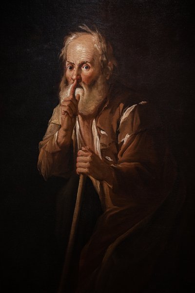 Vecchio che chiede silenzio da Antonio Cifrondi