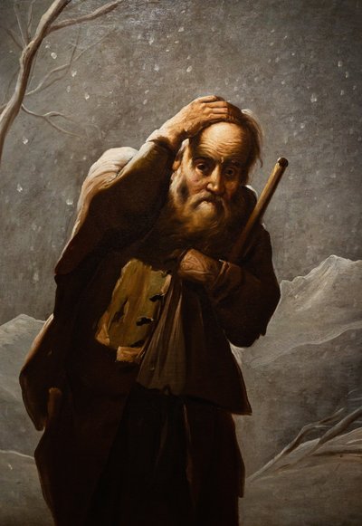 Vecchio nella neve da Antonio Cifrondi
