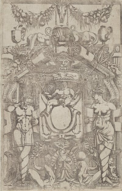 Ornamento con un piccolo ovale vuoto da Antonio Fantuzzi