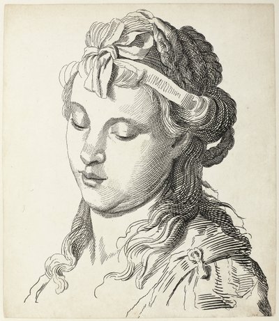 Testa di donna con fiocco nei capelli da Antonio Giuseppe Barbazza