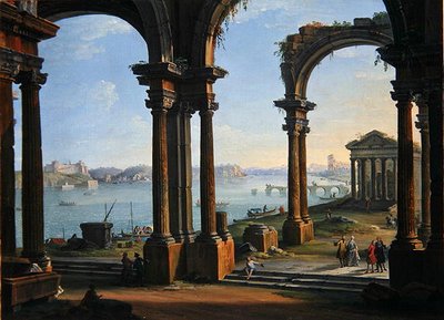 Scena del Porto attraverso Archi in Rovina da Antonio Joli
