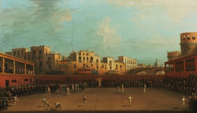 Re Ferdinando IV e la regina Carolina di Napoli assistono a una partita di Palla a Bracciale da Antonio Joli