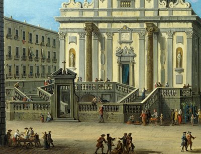 Piazza San Gaetano con Basilica di San Paolo Maggiore a Napoli (dettaglio) da Antonio Joli