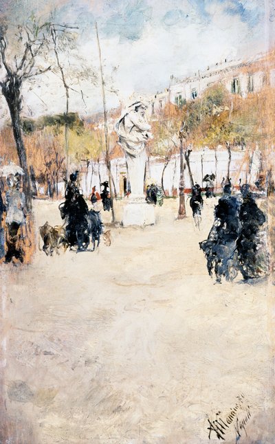 Giardini di Villa Reale a Napoli da Antonio Mancini
