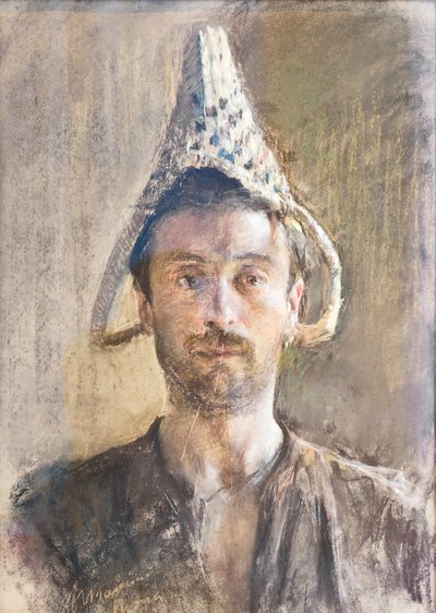 Autoritratto con cesta da Antonio Mancini