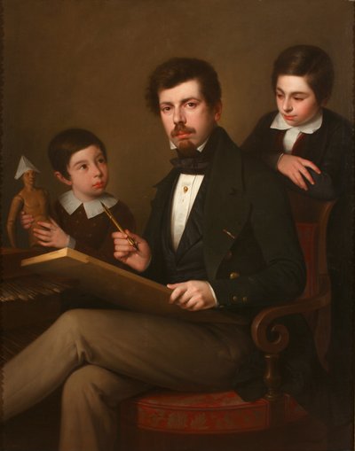 Autoritratto con i suoi figli Carlos e Vicente da Antonio María Esquivel