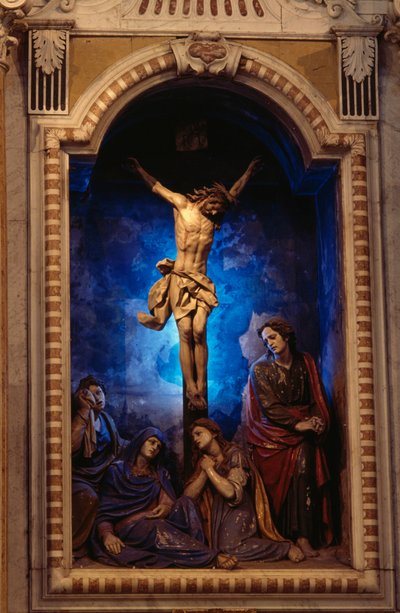 Crocifissione, di Anton Maria Maragliano (1664-1739), Cappella del Crocifisso, Santuario di Nostra Signora dell