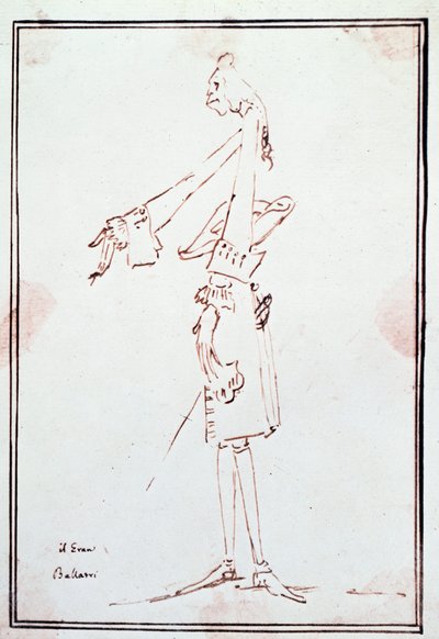 Ritratto di Filippo Balatri (1676-1756) castrato italiano. Caricatura di Anton Maria Zanetti (1679–1767). 18° secolo Collezione privata da Antonio Maria Zanetti