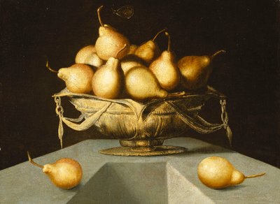 Pere in una ciotola su un plinto di pietra da Antonio Mohedano