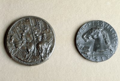 Medaglia di Francesco Sforza, signore di Cremona, a cavallo (bronzo) da Antonio Pisanello