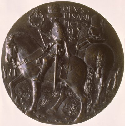 Medaglia ritratto, retro raffigurante Gianfrancesco Gonzaga a cavallo da Antonio Pisanello