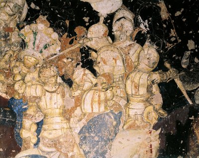 Torneo-Battaglia di Louvezerp, di Antonio Pisano noto come Pisanello (pre-1395-ca 1455), affresco (dettaglio) da Antonio Pisanello