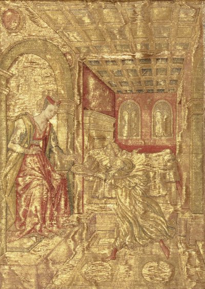 Salomè presenta la testa di San Giovanni Battista a Erodiade, arazzo che raffigura scene della vita del santo (tessuto) da Antonio Pollaiuolo