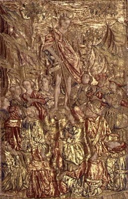 San Giovanni Battista che predica alla moltitudine, arazzo che raffigura scene della vita del santo da Antonio Pollaiuolo
