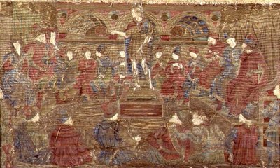 San Giovanni Battista che rimprovera Erode, arazzo che raffigura scene della vita del santo da Antonio Pollaiuolo