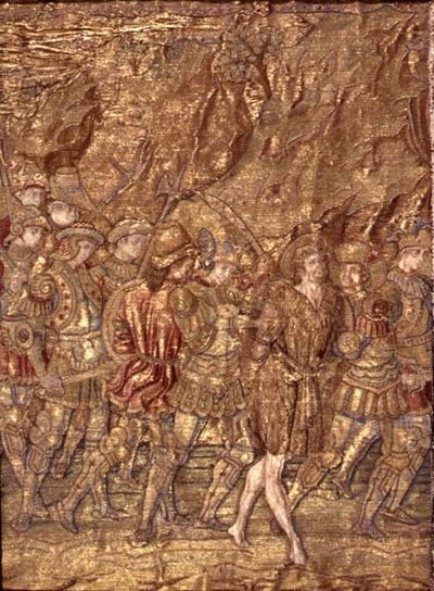 San Giovanni Battista portato in prigione, arazzo che raffigura scene della vita del santo da Antonio Pollaiuolo