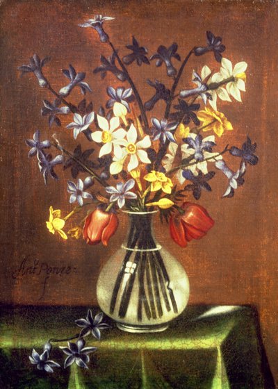 Natura morta di fiori tra cui giacinto, tulipani e occhio di fagiano da Antonio Ponce