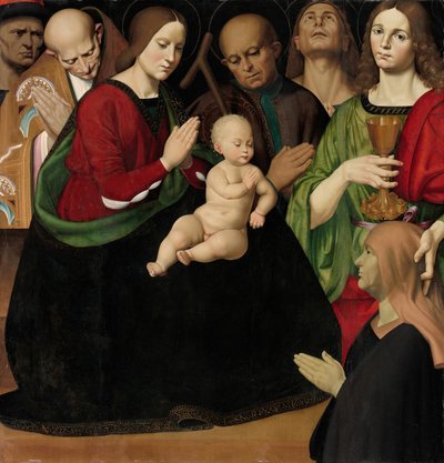 La Sacra Famiglia con quattro santi e una donatrice, c. 1510 da Antonio Rimpacta