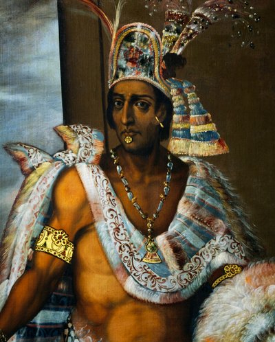 Ritratto di Montezuma II Tecnochtitlan, ultimo re degli Aztechi da Antonio Rodríguez