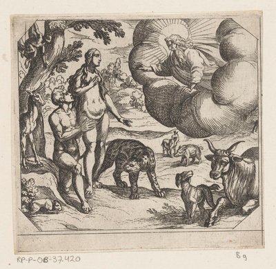 Adamo ed Eva nel paradiso terrestre da Antonio Tempesta