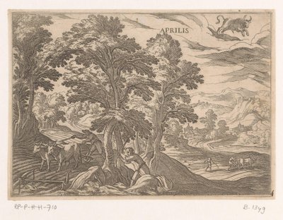 Aprile: aratura e semina (toro) da Antonio Tempesta