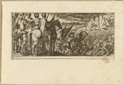 Scena di battaglia con cavalleria che osserva da una collina da Antonio Tempesta