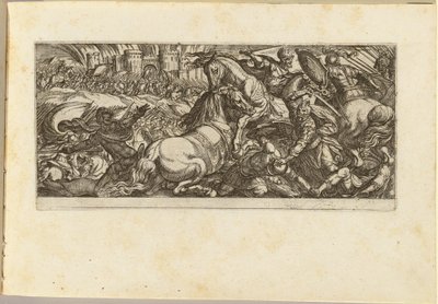 Scena di battaglia con due cavalli che si attaccano da Antonio Tempesta
