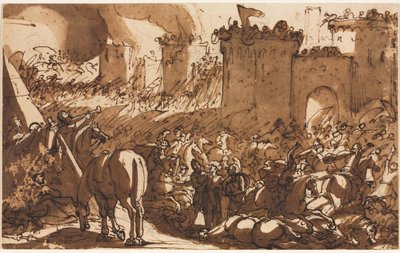 Scena di battaglia con un forte da Antonio Tempesta