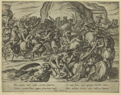 La morte di Camillo nella battaglia tra Greci e Romani da Antonio Tempesta