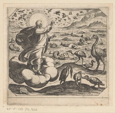Dio crea gli uccelli e i pesci (La creazione) da Antonio Tempesta