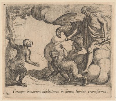 Giove trasforma i Cercopi in scimmie da Antonio Tempesta