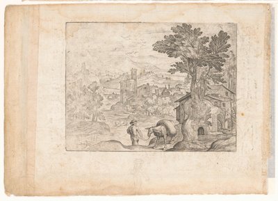 Paesaggio con uomo e asino da Antonio Tempesta